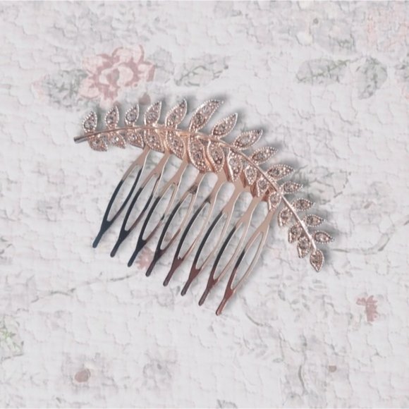 Bridal + formal Gold Crystal Wedding hair comb hair piece for updos- New​​ - Picture 4 of 11